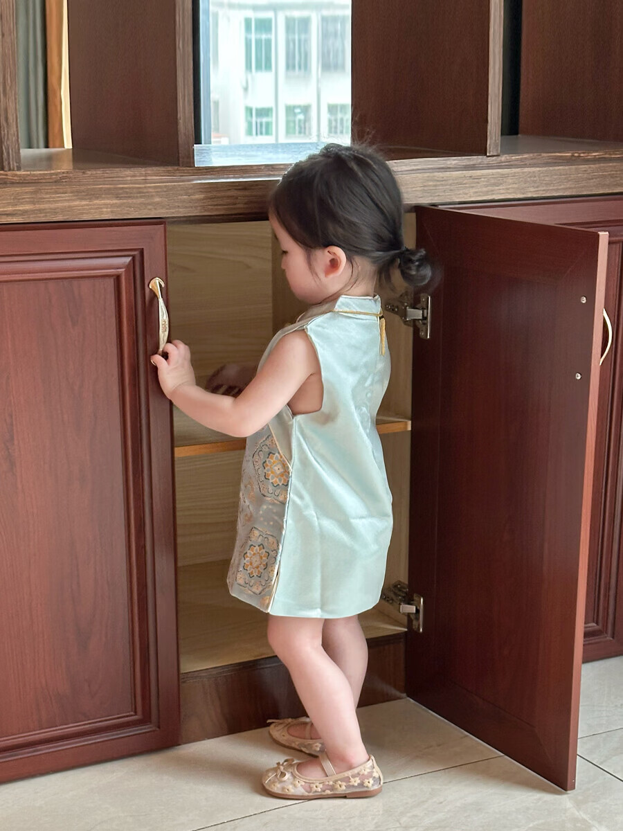 FADOBABY Children's Summer Qipao Dress Girls' Modified Chinese Style Fashion Dress Baby First Birthday Dress Summer Wear 13